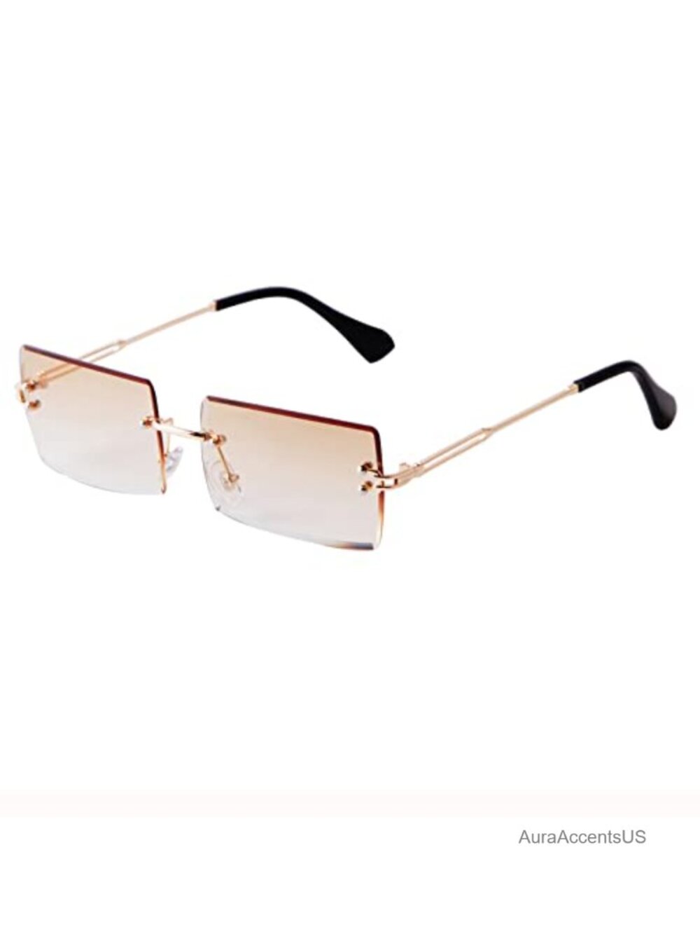 Rimless Rectangle Sunglasses Frameless Tinted Unisex UV Protection